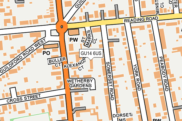 GU14 6US map - OS OpenMap – Local (Ordnance Survey)