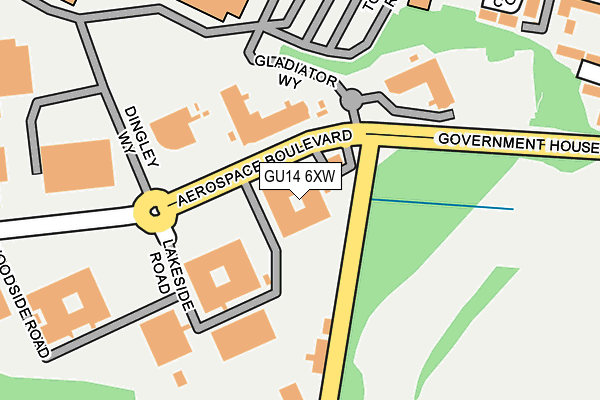 GU14 6XW map - OS OpenMap – Local (Ordnance Survey)