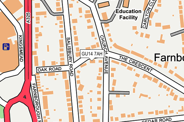 GU14 7AH map - OS OpenMap – Local (Ordnance Survey)