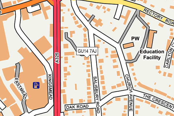 GU14 7AJ map - OS OpenMap – Local (Ordnance Survey)