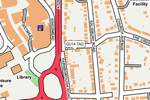 GU14 7AQ map - OS OpenMap – Local (Ordnance Survey)
