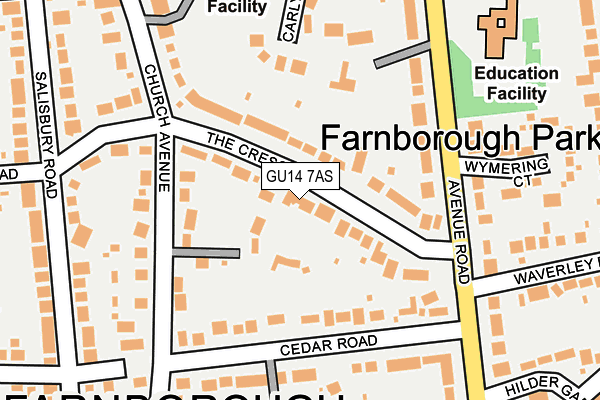 GU14 7AS map - OS OpenMap – Local (Ordnance Survey)