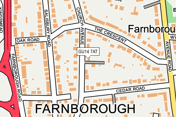 GU14 7AT map - OS OpenMap – Local (Ordnance Survey)