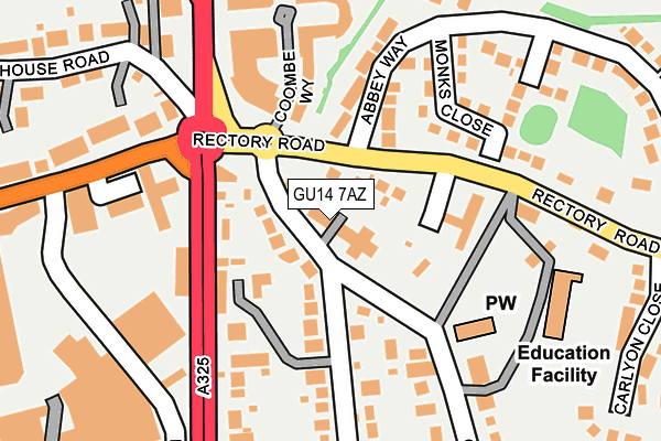 GU14 7AZ map - OS OpenMap – Local (Ordnance Survey)