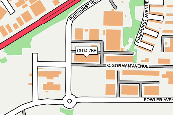 GU14 7BF map - OS OpenMap – Local (Ordnance Survey)