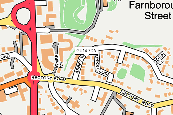 GU14 7DA map - OS OpenMap – Local (Ordnance Survey)