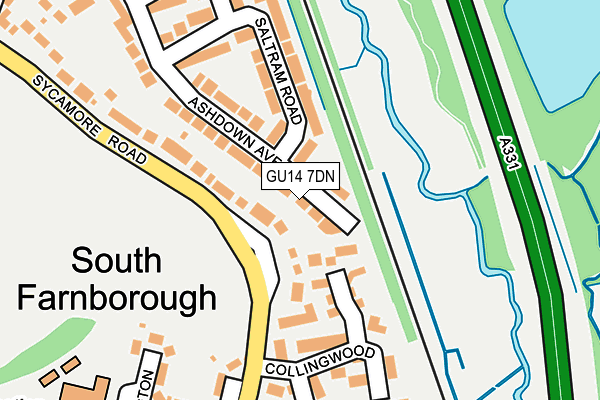 GU14 7DN map - OS OpenMap – Local (Ordnance Survey)