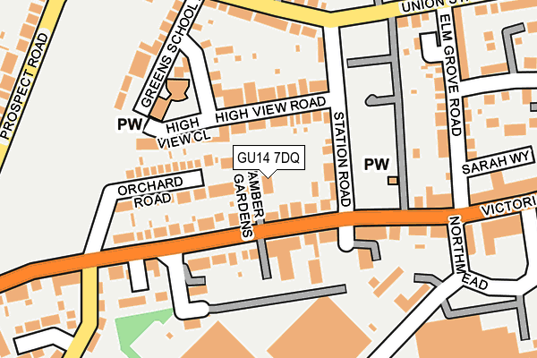 GU14 7DQ map - OS OpenMap – Local (Ordnance Survey)
