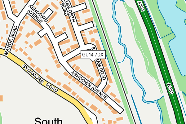 GU14 7DX map - OS OpenMap – Local (Ordnance Survey)