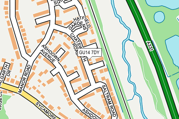 GU14 7DY map - OS OpenMap – Local (Ordnance Survey)