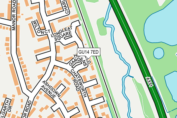 GU14 7ED map - OS OpenMap – Local (Ordnance Survey)