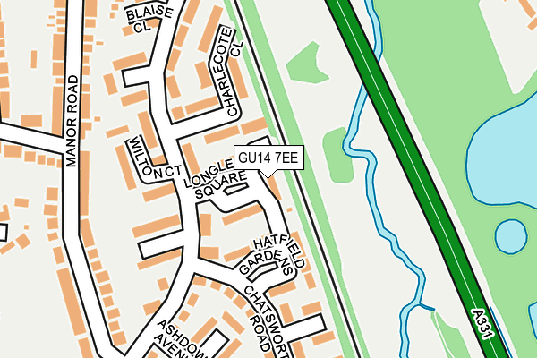 GU14 7EE map - OS OpenMap – Local (Ordnance Survey)