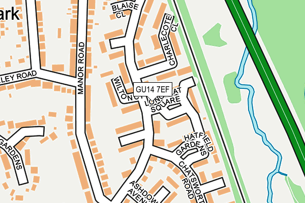 GU14 7EF map - OS OpenMap – Local (Ordnance Survey)