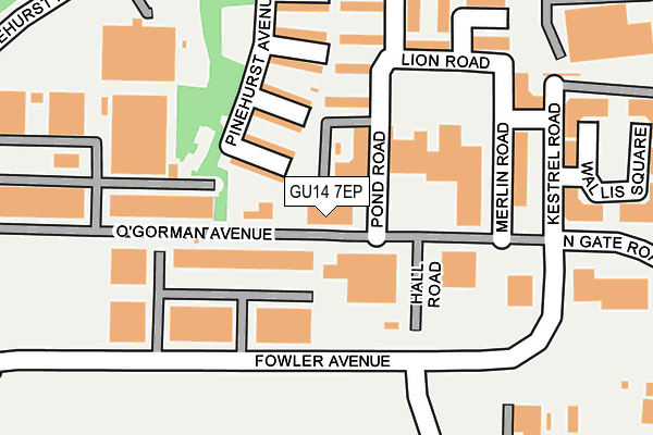 GU14 7EP map - OS OpenMap – Local (Ordnance Survey)