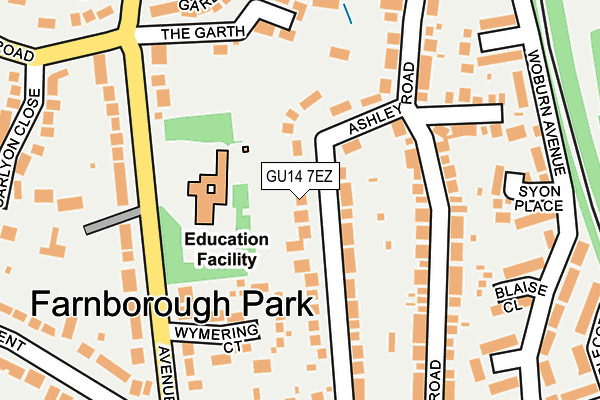 GU14 7EZ map - OS OpenMap – Local (Ordnance Survey)