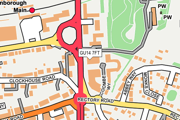 GU14 7FT map - OS OpenMap – Local (Ordnance Survey)