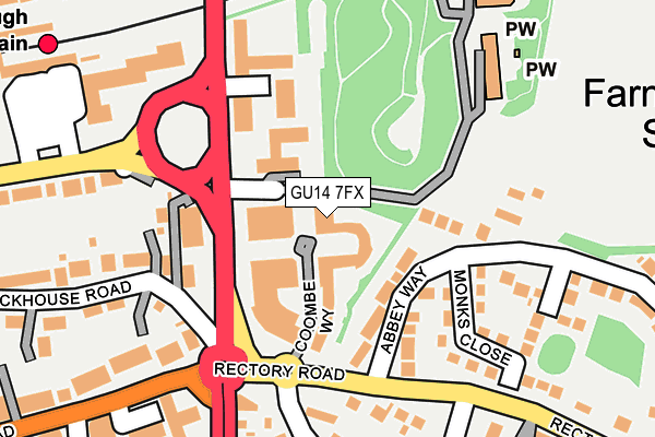 GU14 7FX map - OS OpenMap – Local (Ordnance Survey)