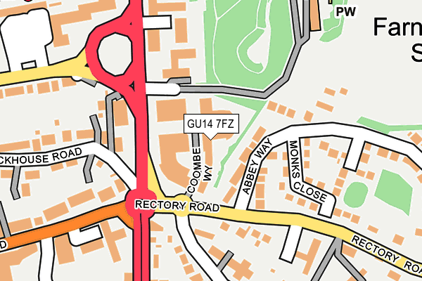 GU14 7FZ map - OS OpenMap – Local (Ordnance Survey)