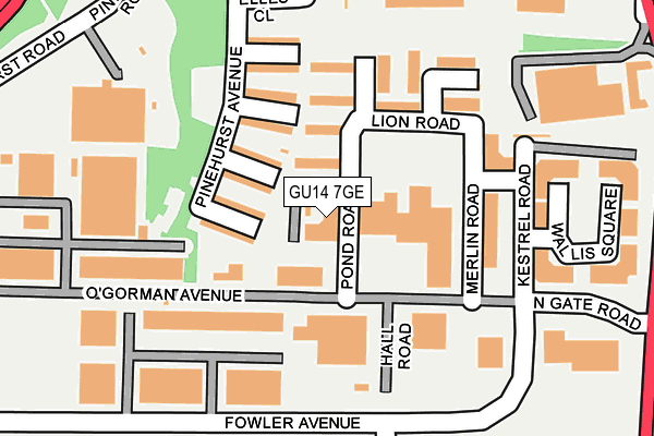 GU14 7GE map - OS OpenMap – Local (Ordnance Survey)