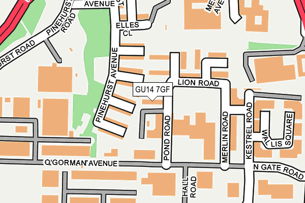 GU14 7GF map - OS OpenMap – Local (Ordnance Survey)