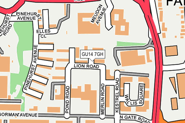 GU14 7GH map - OS OpenMap – Local (Ordnance Survey)