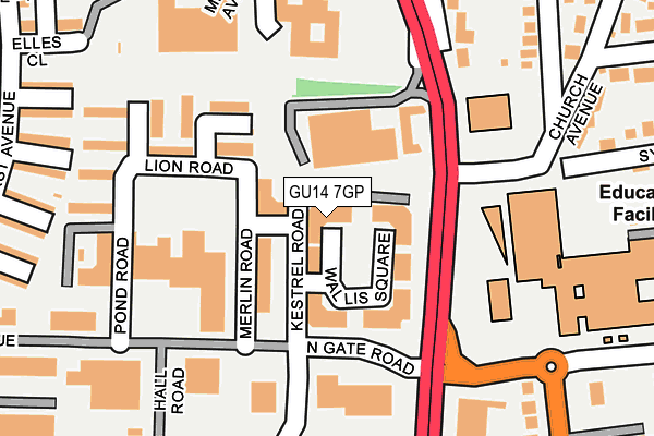 GU14 7GP map - OS OpenMap – Local (Ordnance Survey)