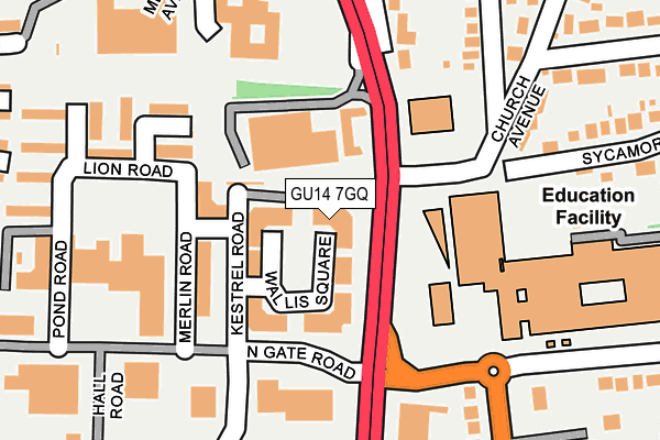 GU14 7GQ map - OS OpenMap – Local (Ordnance Survey)
