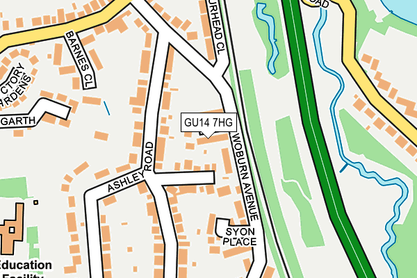 GU14 7HG map - OS OpenMap – Local (Ordnance Survey)