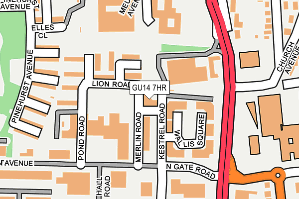 GU14 7HR map - OS OpenMap – Local (Ordnance Survey)