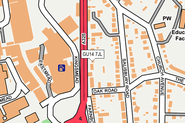 GU14 7JL map - OS OpenMap – Local (Ordnance Survey)