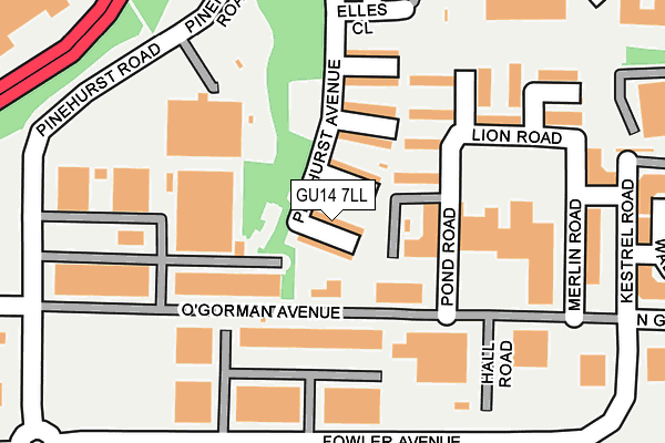 GU14 7LL map - OS OpenMap – Local (Ordnance Survey)