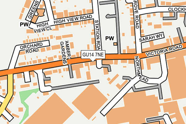 GU14 7NE map - OS OpenMap – Local (Ordnance Survey)