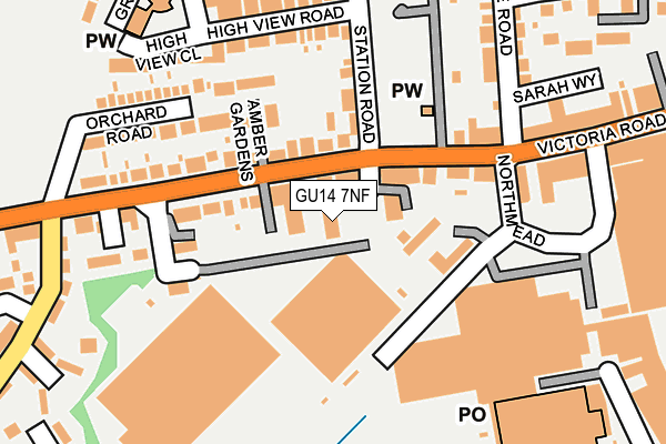 GU14 7NF map - OS OpenMap – Local (Ordnance Survey)