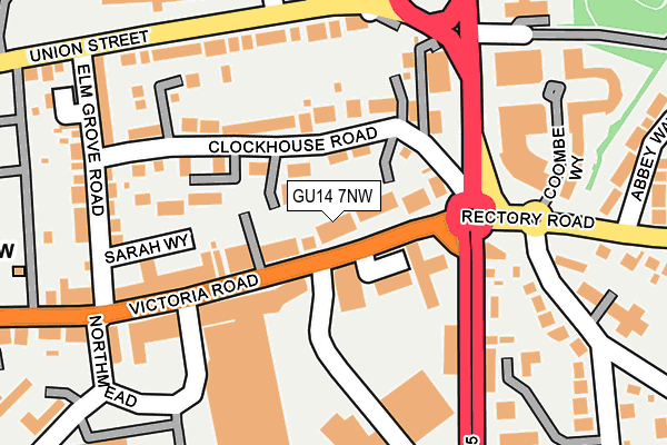 GU14 7NW map - OS OpenMap – Local (Ordnance Survey)