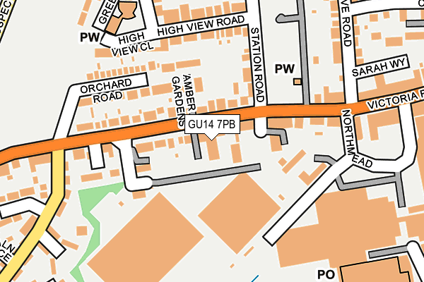 GU14 7PB map - OS OpenMap – Local (Ordnance Survey)