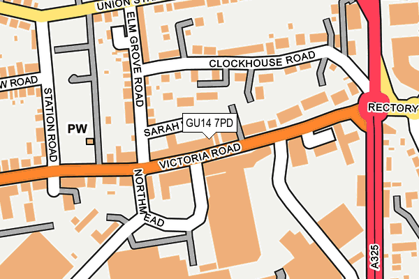 GU14 7PD map - OS OpenMap – Local (Ordnance Survey)