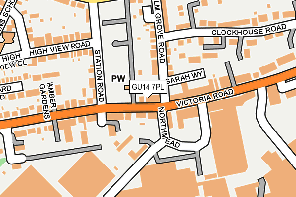 GU14 7PL map - OS OpenMap – Local (Ordnance Survey)