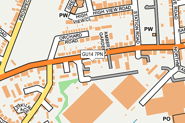 GU14 7PN map - OS OpenMap – Local (Ordnance Survey)