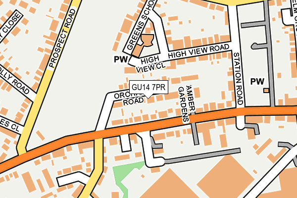 GU14 7PR map - OS OpenMap – Local (Ordnance Survey)