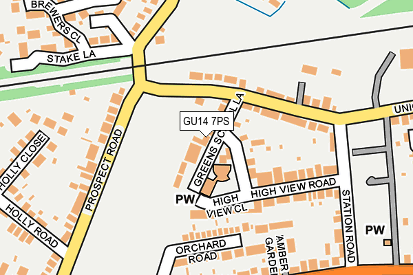 GU14 7PS map - OS OpenMap – Local (Ordnance Survey)