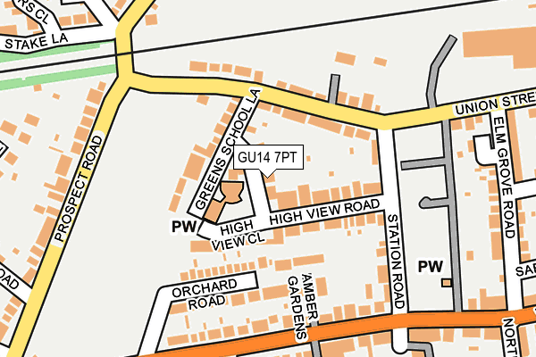 GU14 7PT map - OS OpenMap – Local (Ordnance Survey)