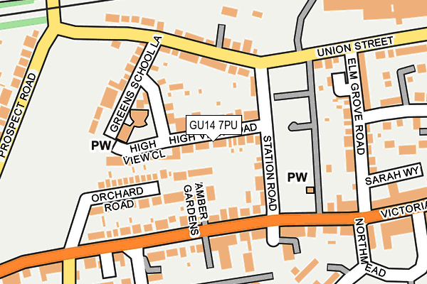 GU14 7PU map - OS OpenMap – Local (Ordnance Survey)