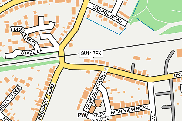 GU14 7PX map - OS OpenMap – Local (Ordnance Survey)