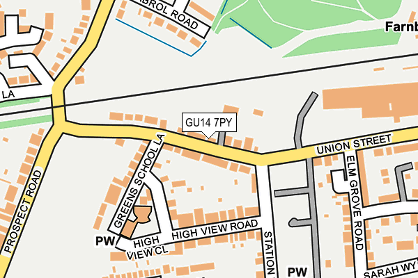 GU14 7PY map - OS OpenMap – Local (Ordnance Survey)