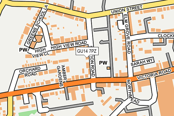 GU14 7PZ map - OS OpenMap – Local (Ordnance Survey)