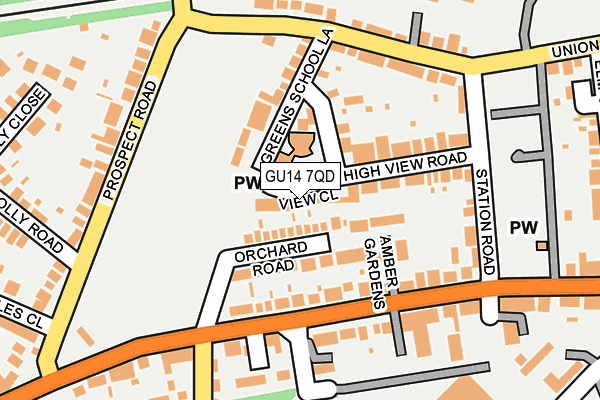 GU14 7QD map - OS OpenMap – Local (Ordnance Survey)
