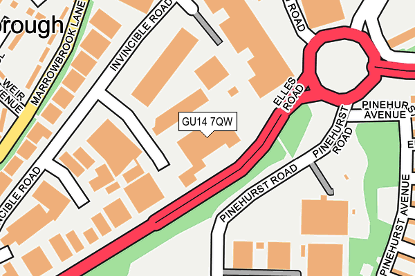 GU14 7QW map - OS OpenMap – Local (Ordnance Survey)