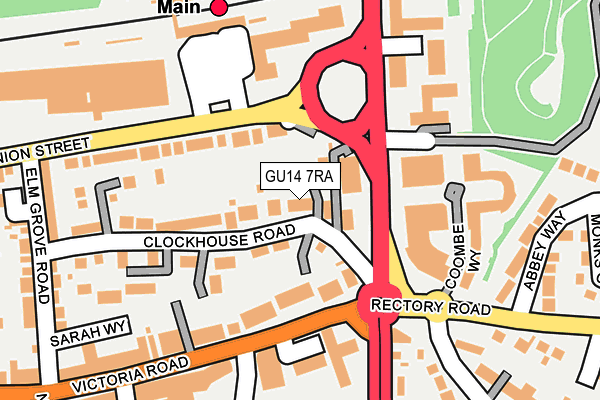 GU14 7RA map - OS OpenMap – Local (Ordnance Survey)