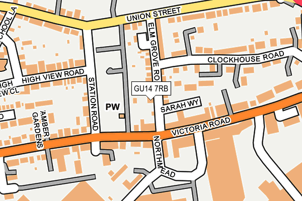 GU14 7RB map - OS OpenMap – Local (Ordnance Survey)