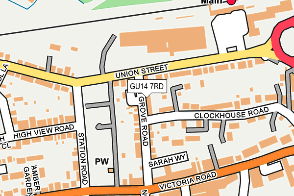 GU14 7RD map - OS OpenMap – Local (Ordnance Survey)